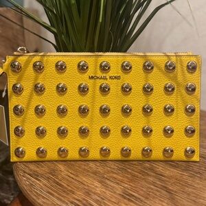 Michael Kors Gold Studded Yellow Clutch